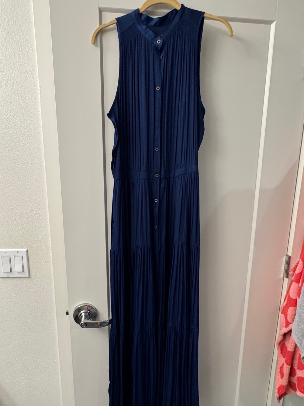 Banana Republic Navy Sleeveless Maxi Dress with Button Front